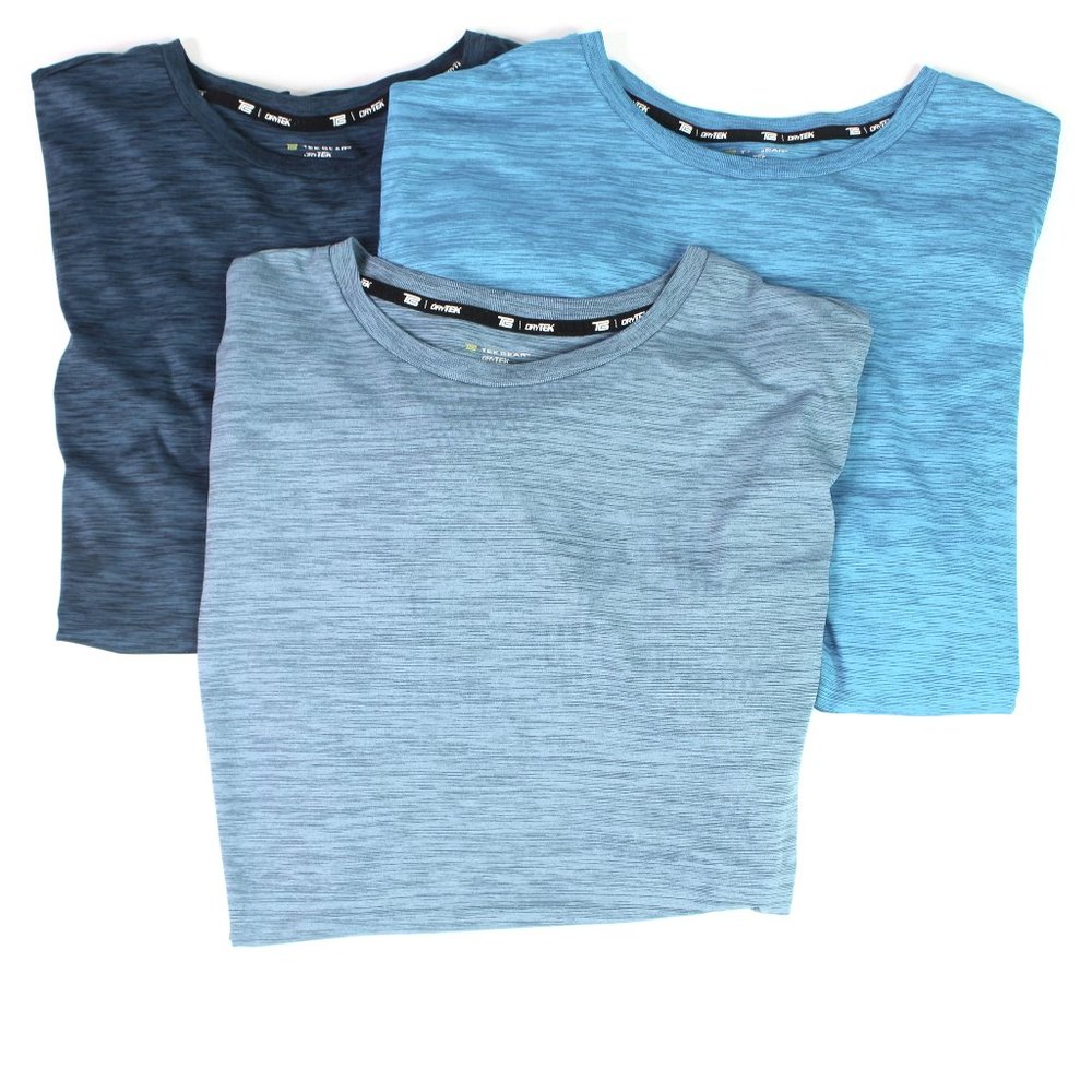 Lot of Three DryTek Short-Sleeved Wicking Fabric 3XB Athletic Blue Shirts